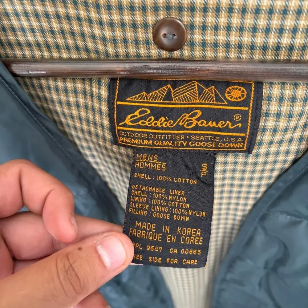 Vintage 80s Eddier Bauer Goose Down Quilted Puffer USA Mens S Liner Jacket
